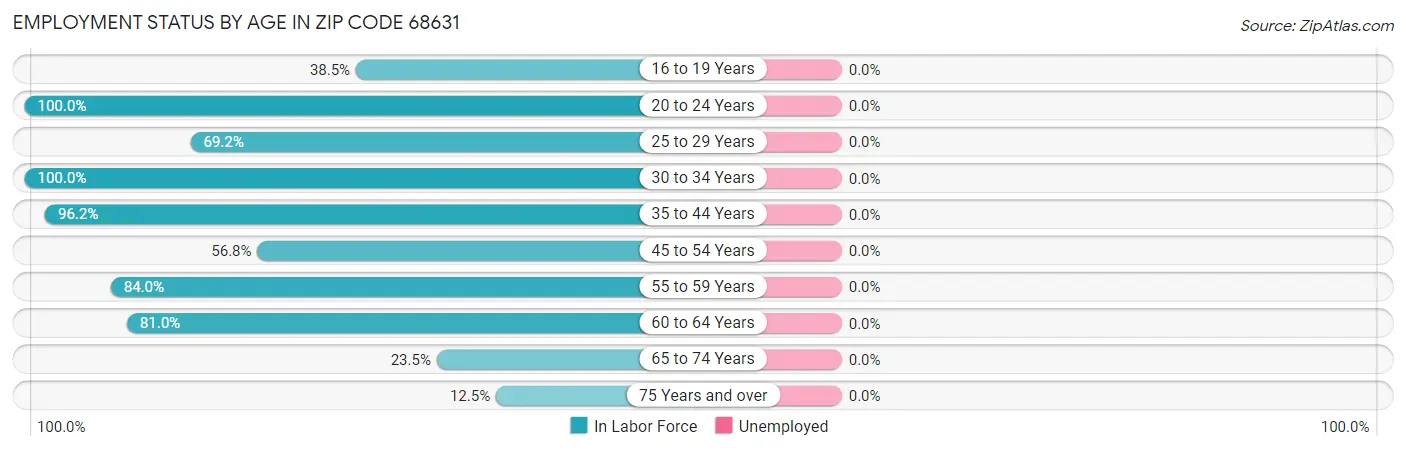 Employment Status by Age in Zip Code 68631