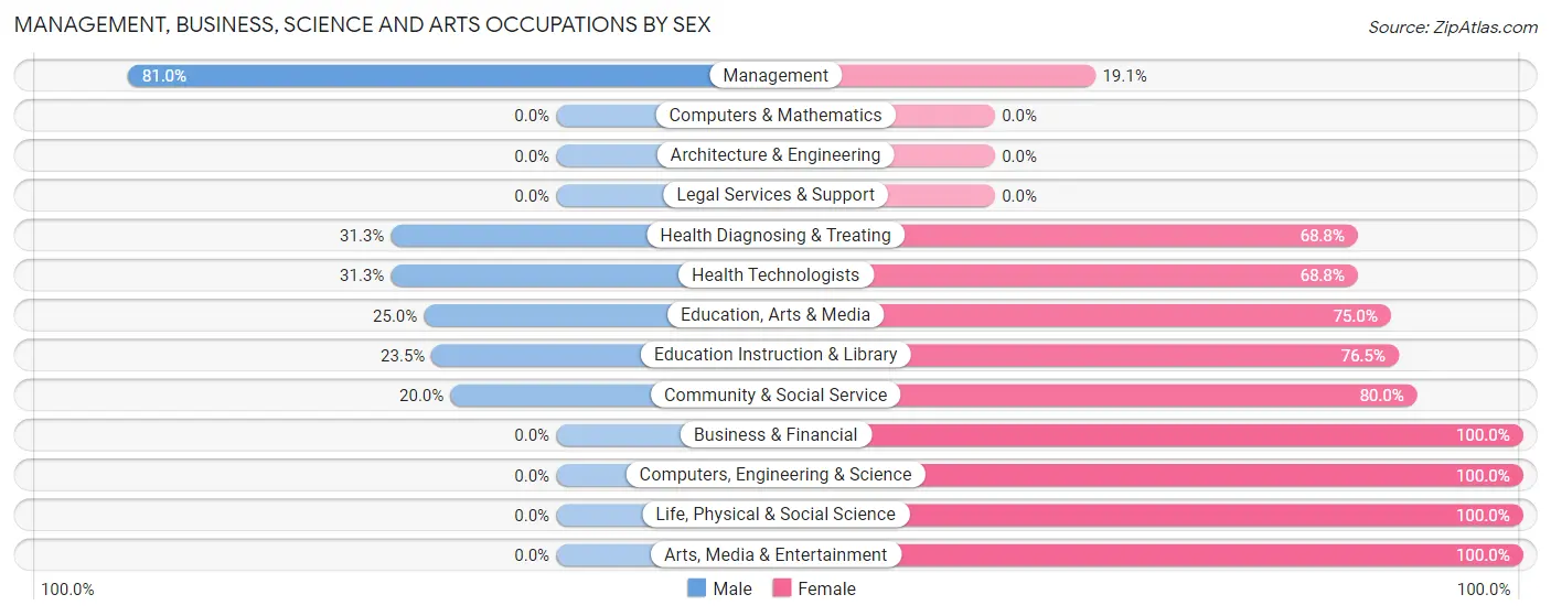 Management, Business, Science and Arts Occupations by Sex in Zip Code 68633