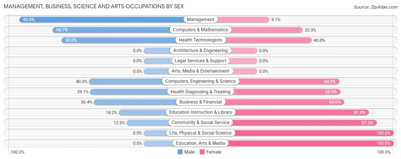 Management, Business, Science and Arts Occupations by Sex in Zip Code 68665
