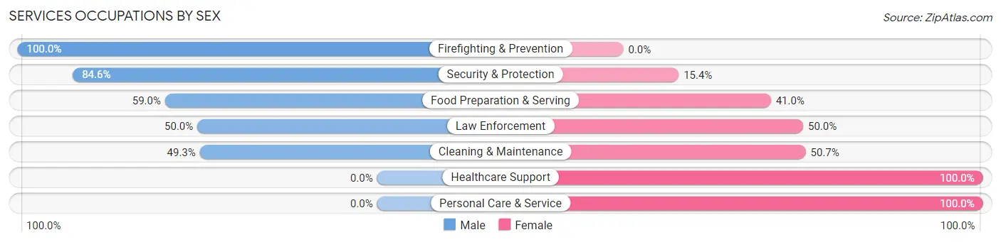 Services Occupations by Sex in Zip Code 68733