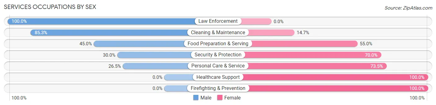 Services Occupations by Sex in Zip Code 68739