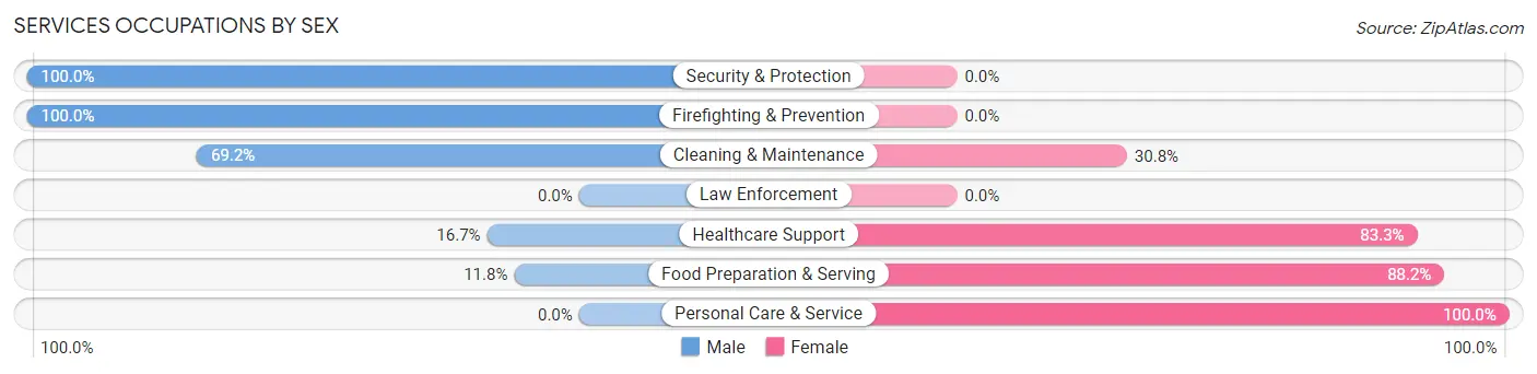 Services Occupations by Sex in Zip Code 68740