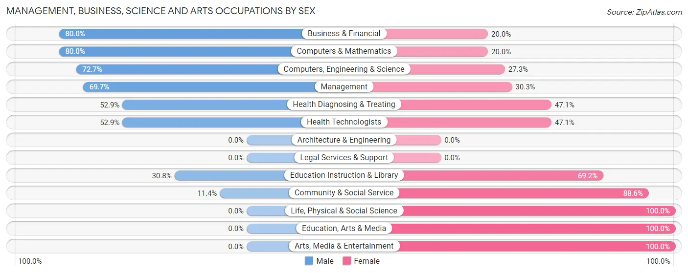 Management, Business, Science and Arts Occupations by Sex in Zip Code 68743