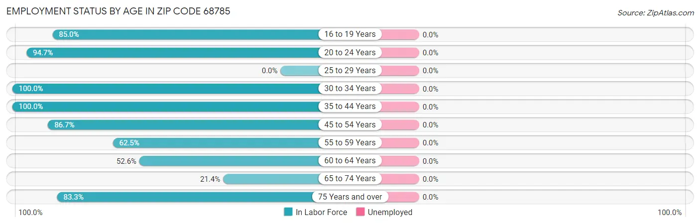 Employment Status by Age in Zip Code 68785