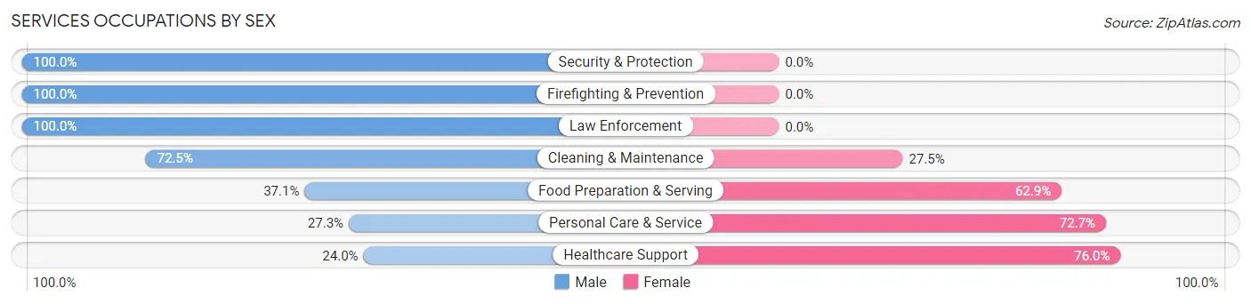 Services Occupations by Sex in Zip Code 68822