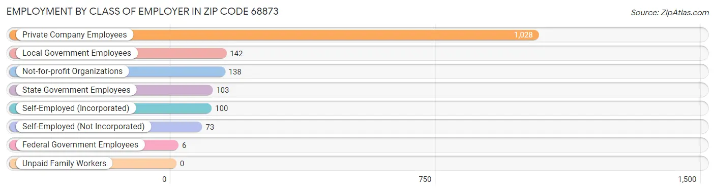 Employment by Class of Employer in Zip Code 68873