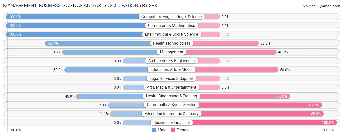Management, Business, Science and Arts Occupations by Sex in Zip Code 68878