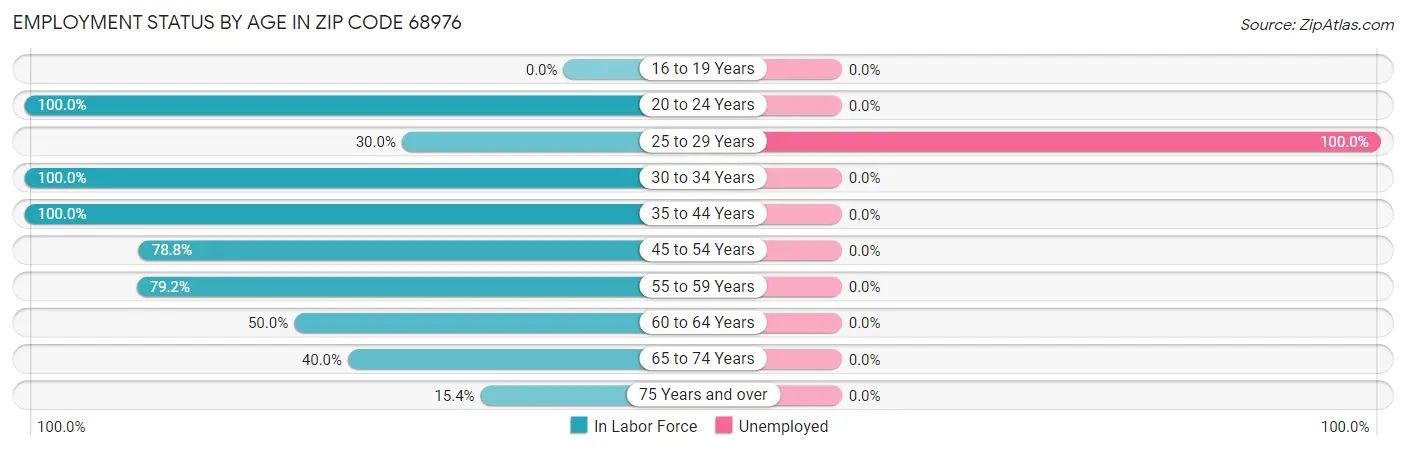 Employment Status by Age in Zip Code 68976