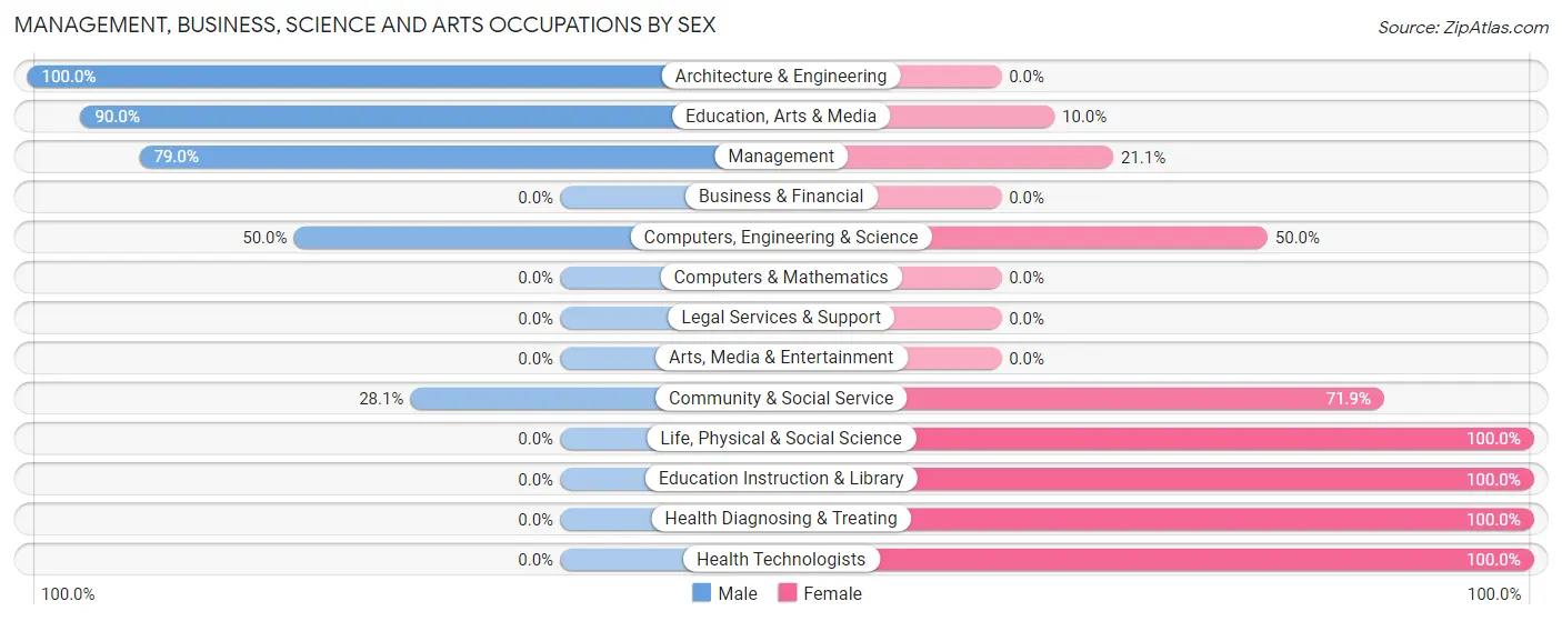 Management, Business, Science and Arts Occupations by Sex in Zip Code 69038