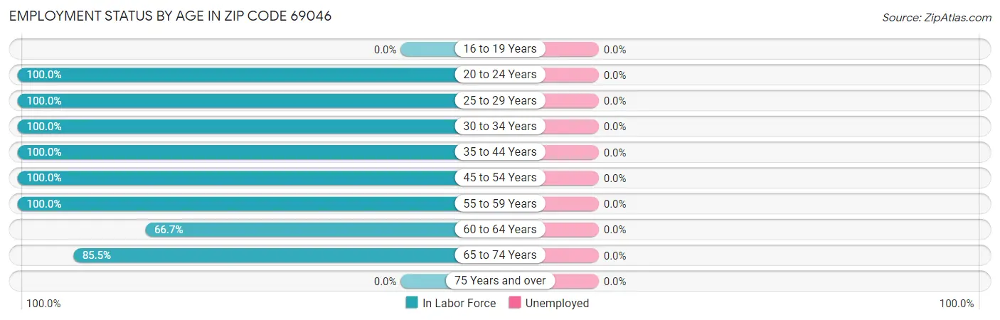 Employment Status by Age in Zip Code 69046