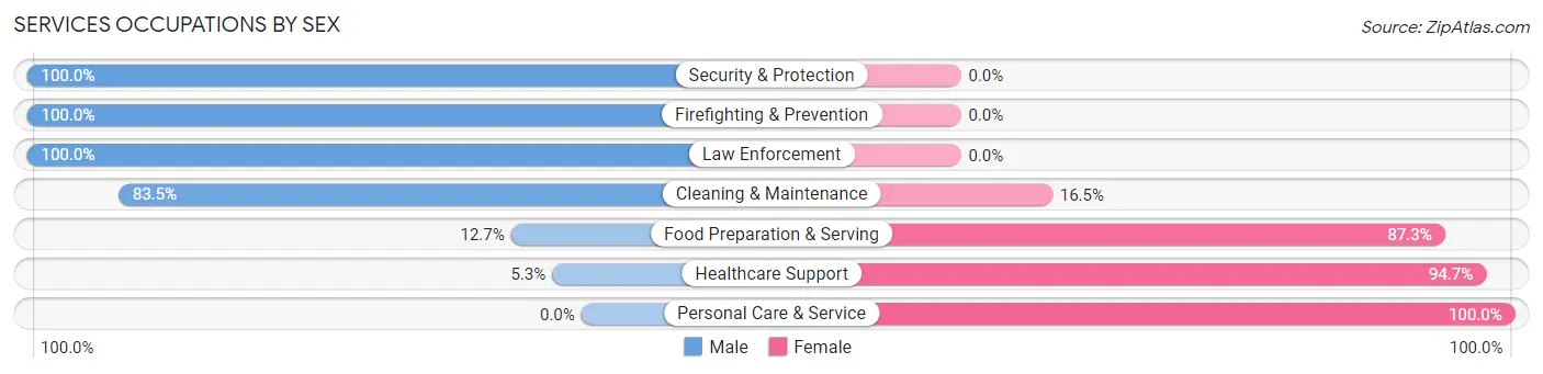 Services Occupations by Sex in Zip Code 69130