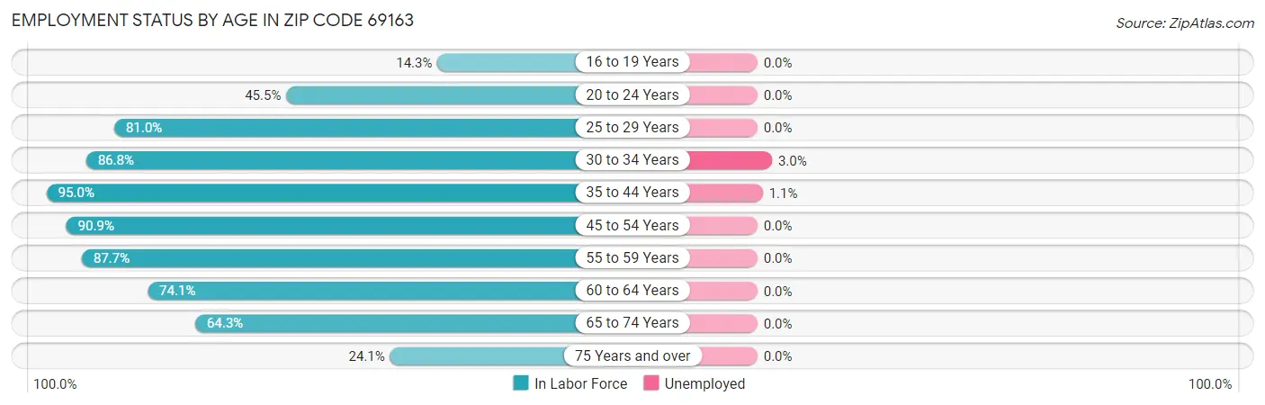 Employment Status by Age in Zip Code 69163