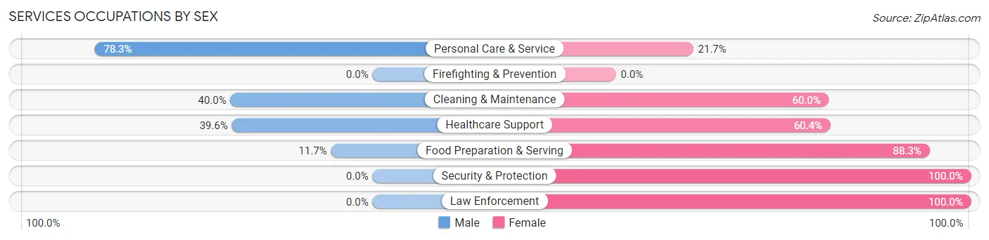 Services Occupations by Sex in Zip Code 69210