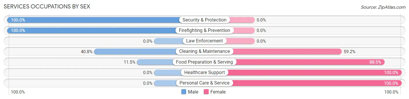 Services Occupations by Sex in Zip Code 69301
