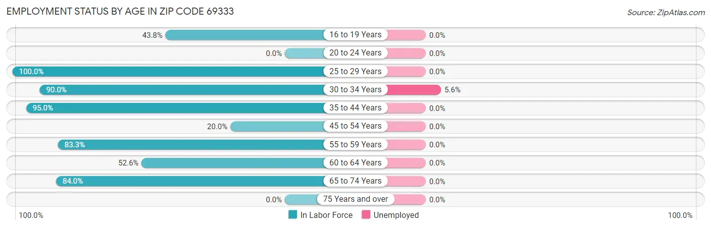 Employment Status by Age in Zip Code 69333