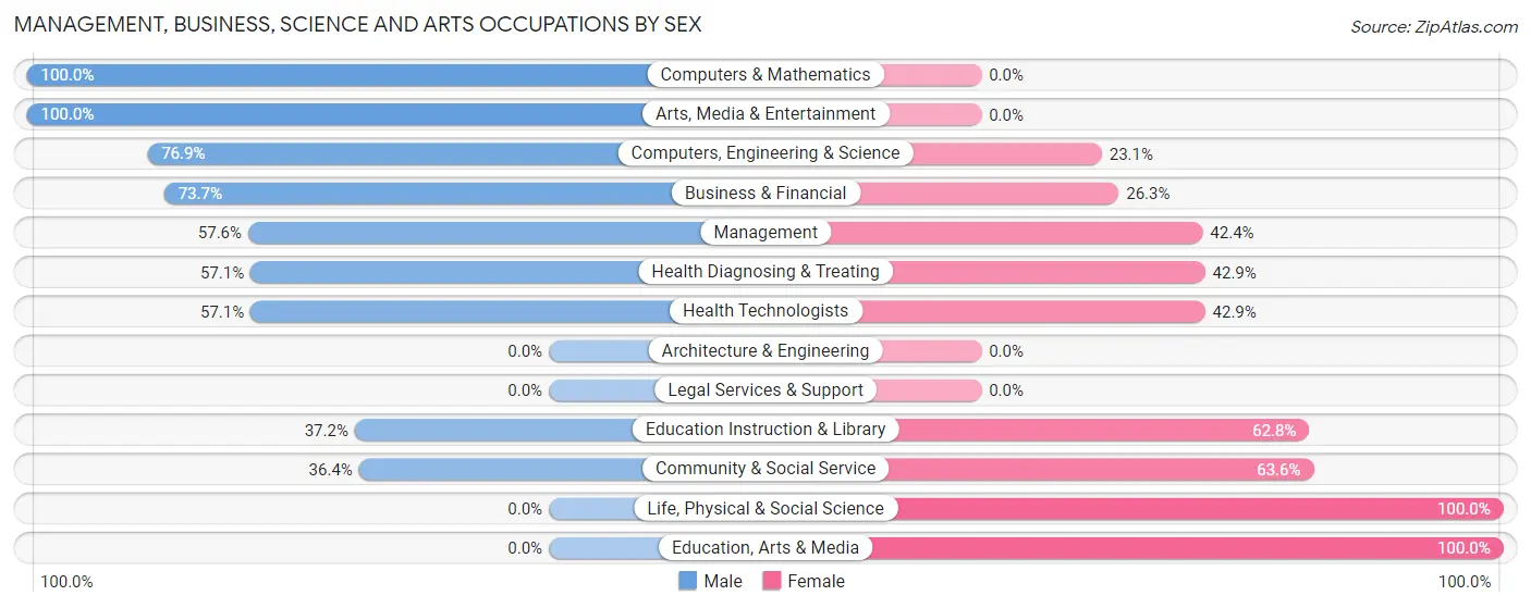 Management, Business, Science and Arts Occupations by Sex in Zip Code 69334