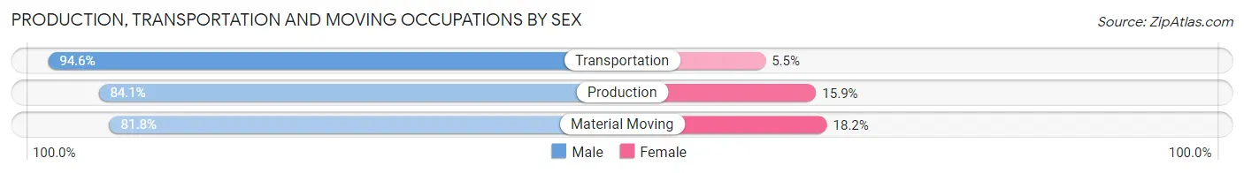 Production, Transportation and Moving Occupations by Sex in Zip Code 69334