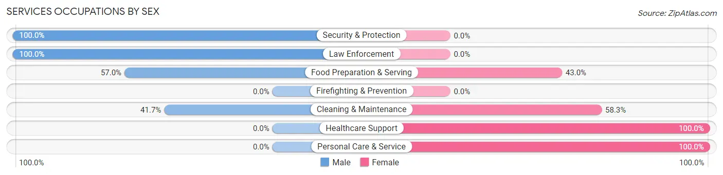 Services Occupations by Sex in Zip Code 69336