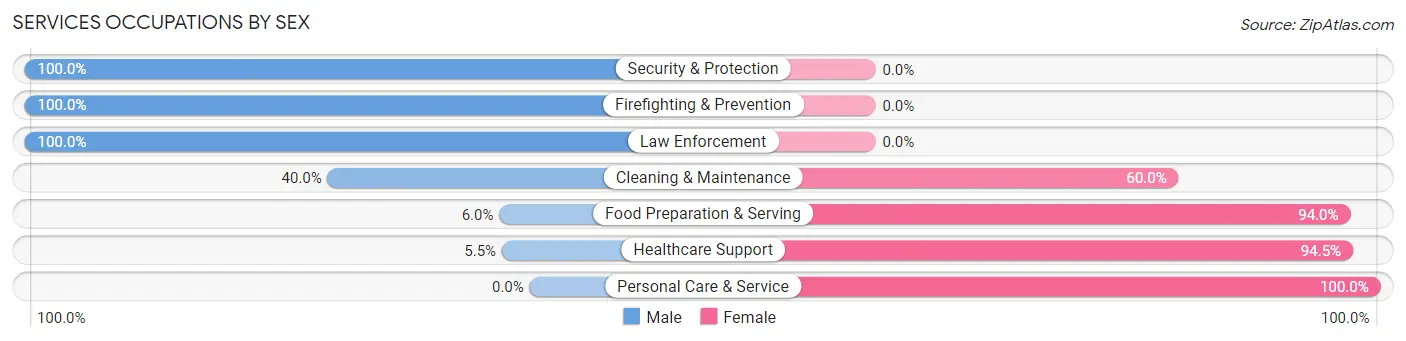 Services Occupations by Sex in Zip Code 69357