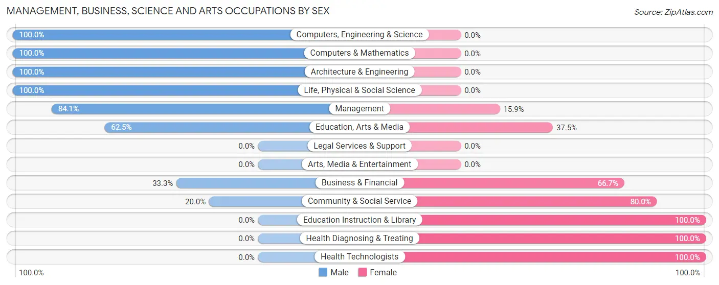 Management, Business, Science and Arts Occupations by Sex in Zip Code 69366