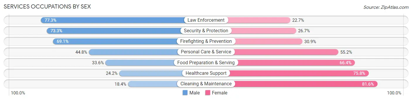 Services Occupations by Sex in Zip Code 70002