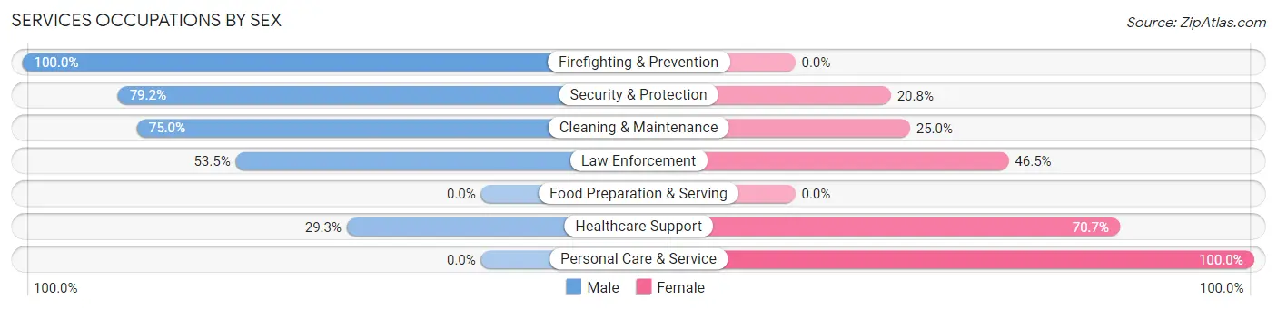 Services Occupations by Sex in Zip Code 70079