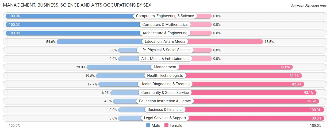 Management, Business, Science and Arts Occupations by Sex in Zip Code 70085