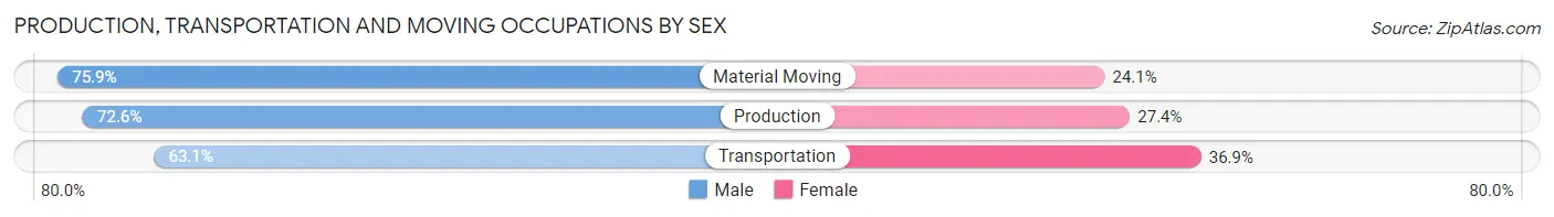 Production, Transportation and Moving Occupations by Sex in Zip Code 70115