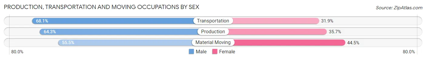 Production, Transportation and Moving Occupations by Sex in Zip Code 70122