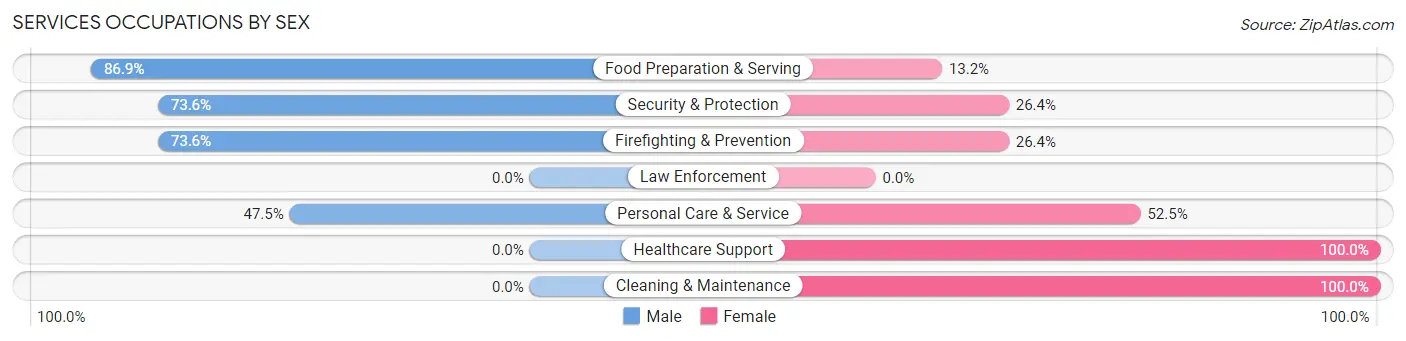 Services Occupations by Sex in Zip Code 70130