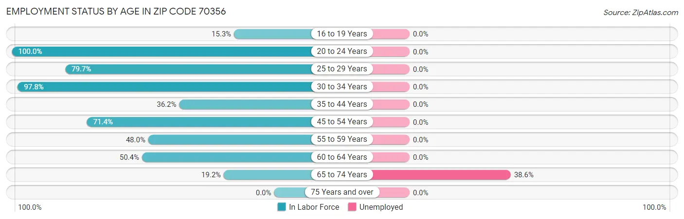 Employment Status by Age in Zip Code 70356