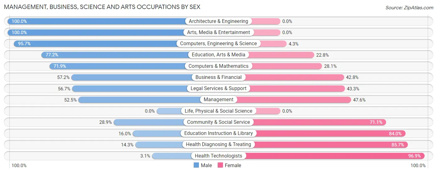 Management, Business, Science and Arts Occupations by Sex in Zip Code 70380