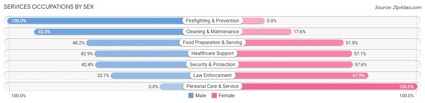 Services Occupations by Sex in Zip Code 70420