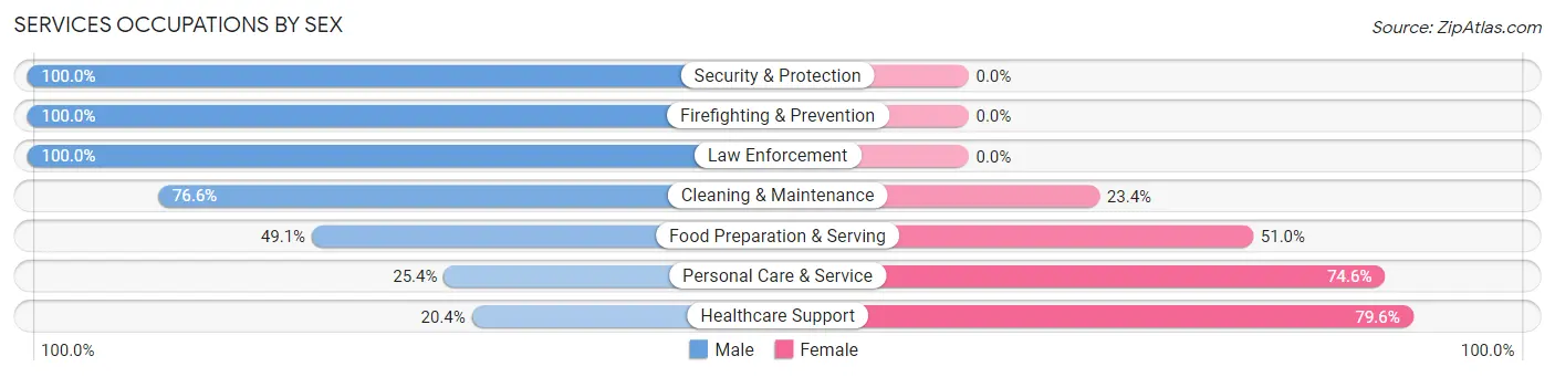 Services Occupations by Sex in Zip Code 70433