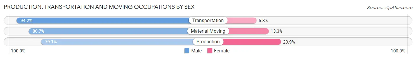 Production, Transportation and Moving Occupations by Sex in Zip Code 70501