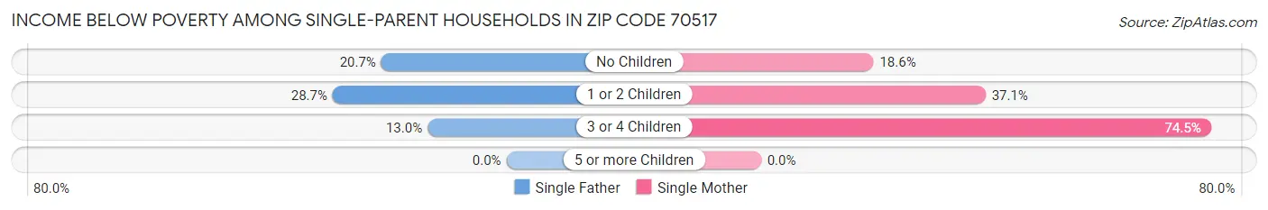 Income Below Poverty Among Single-Parent Households in Zip Code 70517