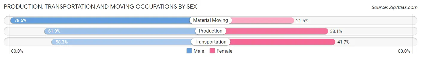 Production, Transportation and Moving Occupations by Sex in Zip Code 70529