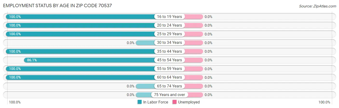 Employment Status by Age in Zip Code 70537