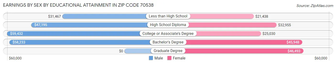 Earnings by Sex by Educational Attainment in Zip Code 70538