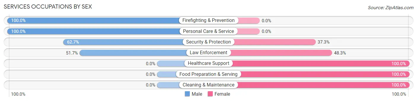 Services Occupations by Sex in Zip Code 70710