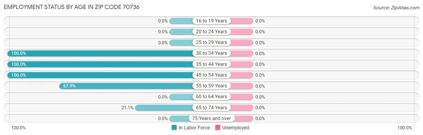 Employment Status by Age in Zip Code 70736