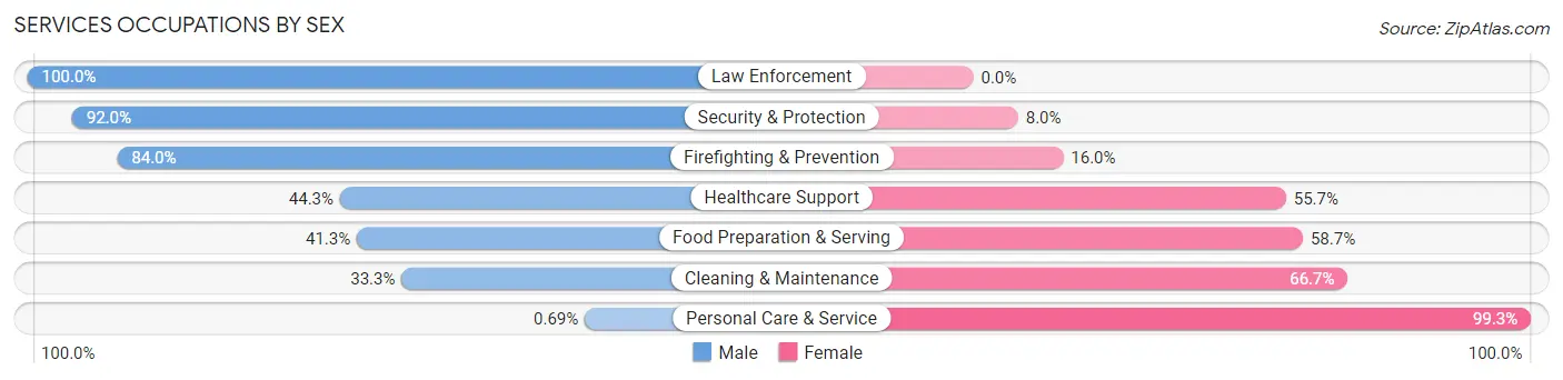 Services Occupations by Sex in Zip Code 70767
