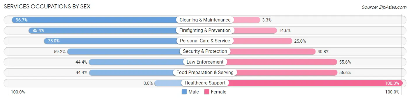 Services Occupations by Sex in Zip Code 70775