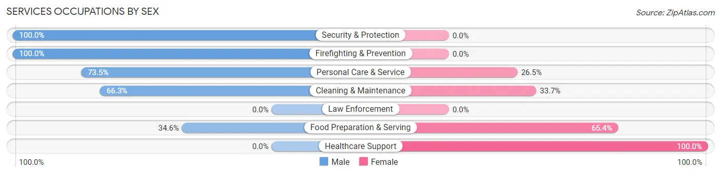 Services Occupations by Sex in Zip Code 70818