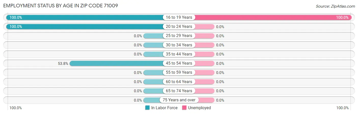 Employment Status by Age in Zip Code 71009