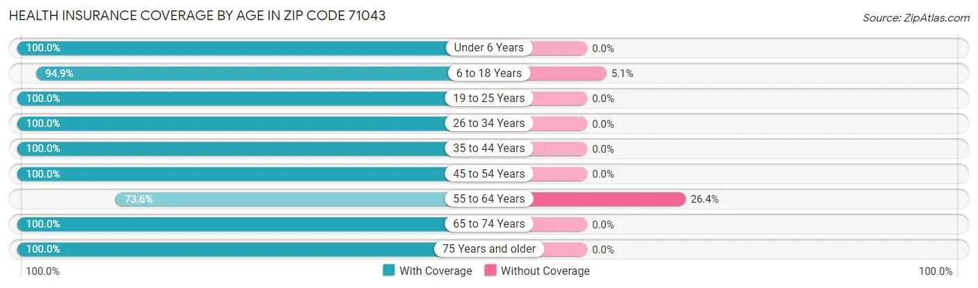 Health Insurance Coverage by Age in Zip Code 71043