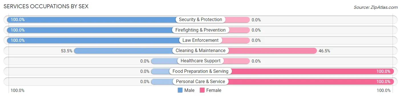 Services Occupations by Sex in Zip Code 71051