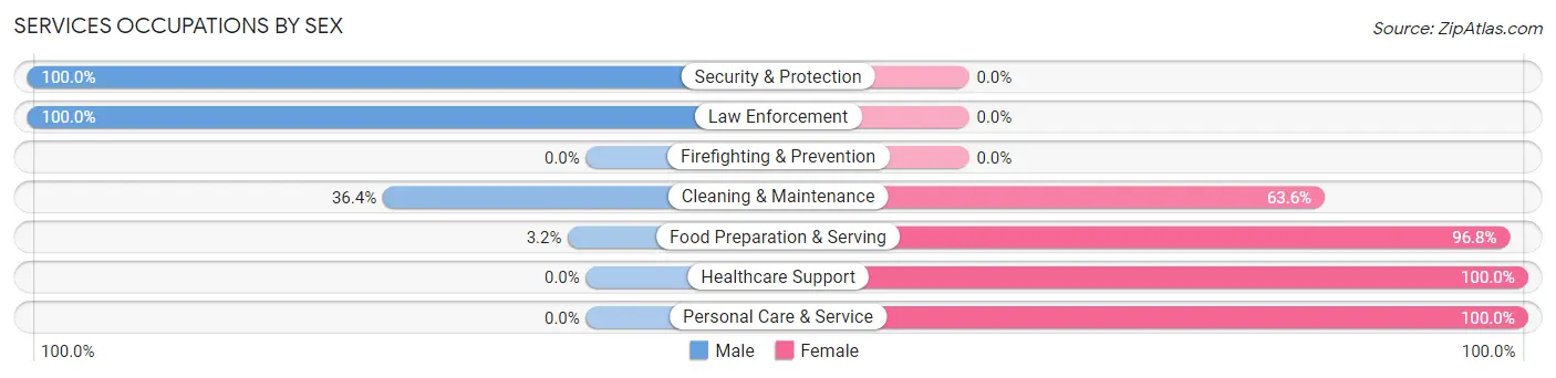 Services Occupations by Sex in Zip Code 71070