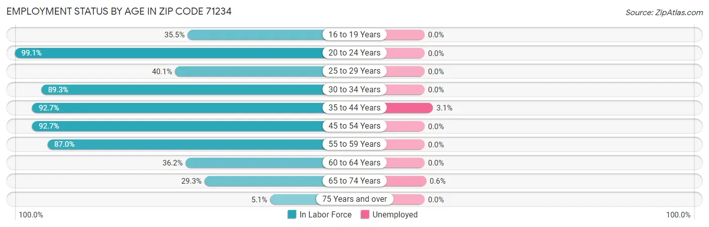 Employment Status by Age in Zip Code 71234