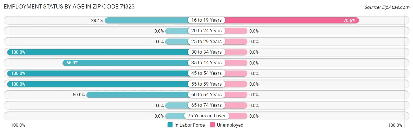 Employment Status by Age in Zip Code 71323